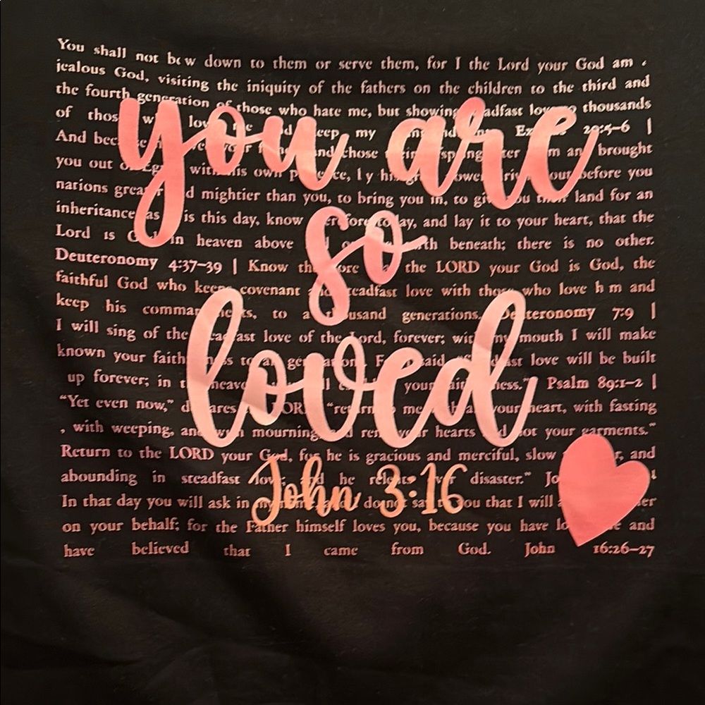 Black and Pink Short Sleeve Tee with Heartfelt Message